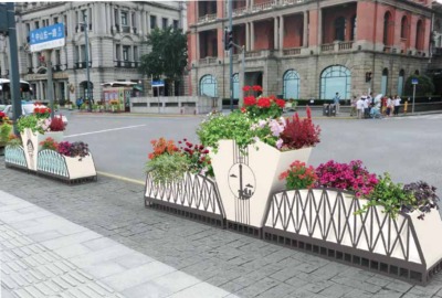 回憶之城人行道隔離美化鋁板花箱